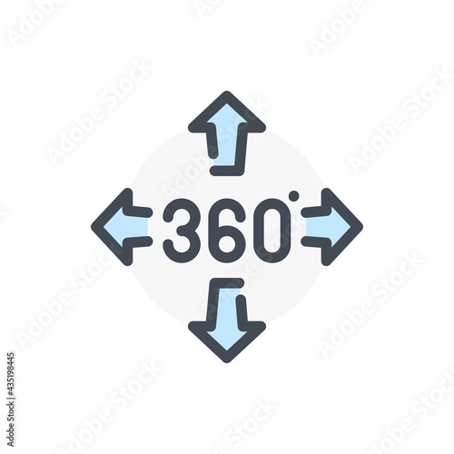 Wallpaper Mural 360 degree view color line icon. Angle 360 degree vector outline colorful sign. Torontodigital.ca