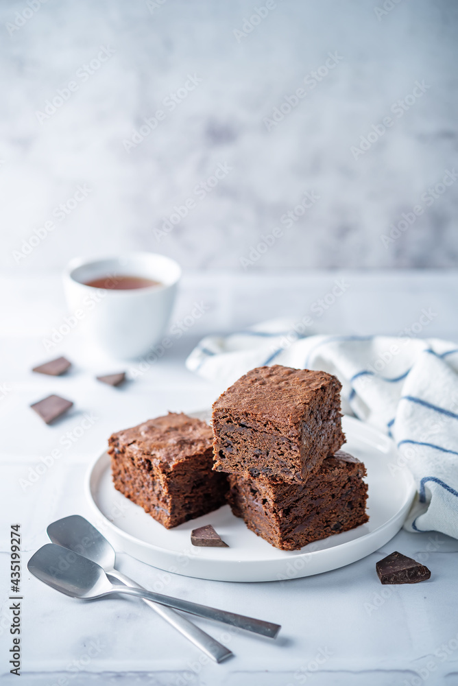 Chocolate brownie with chocolate drops Chocolate brownie with chocolate drops
