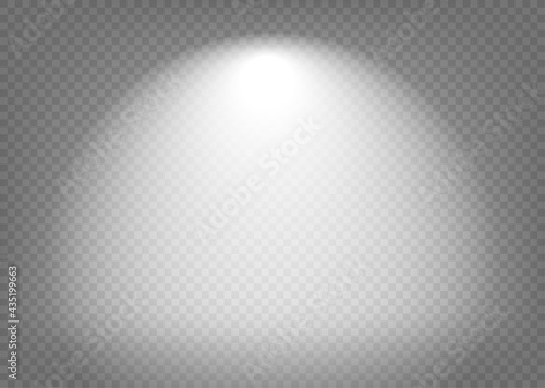 Light beam on a wall. Design template with light effect on transparent background