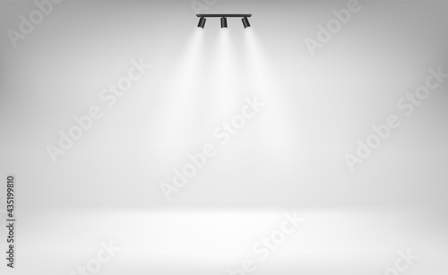 Bright scene with spotlights. Template for design