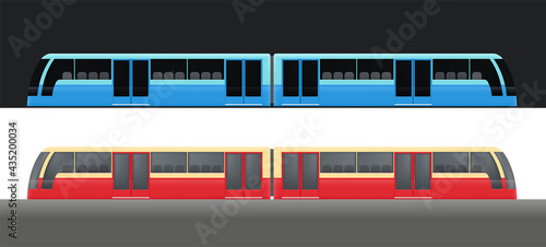 Modern metro train wagons set