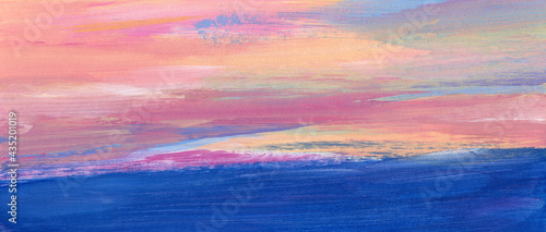 Abstract landscape. Versatile image for creative design projects: posters, banners, cards, websites and wallpapers. Bright colours. Acrylic on canvas.