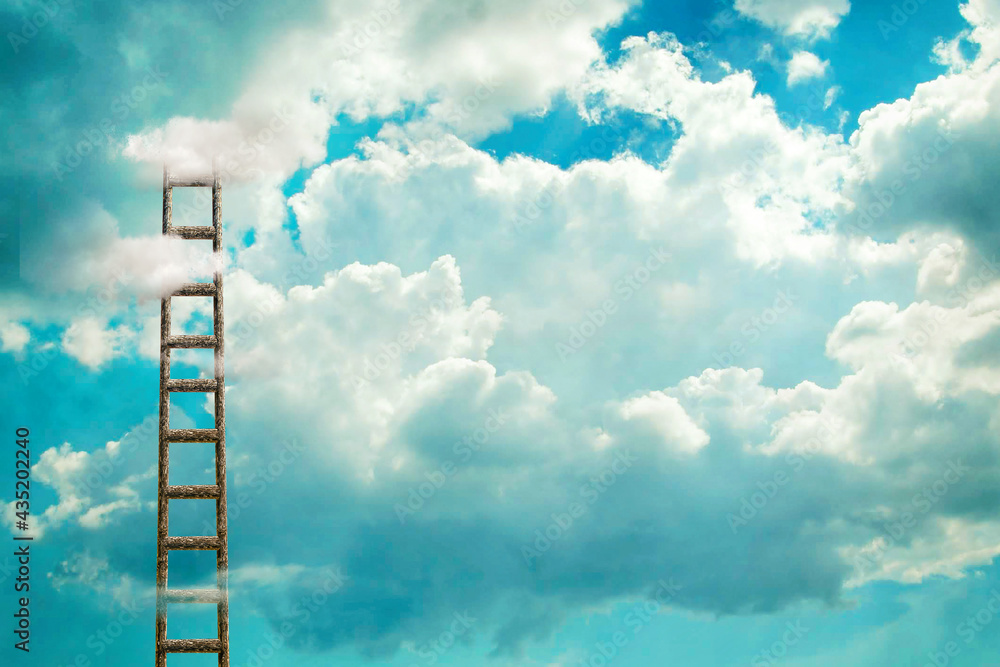 Staircase to the cloudy sky. Growth concept. Success. Achievement of the goal. Copy space. Business. Lifestyle. Abstract background. Staircase to the cloudy sky. Growth concept. Success. Achievement of the goal. Copy space. Business. Lifestyle. Abstract background.