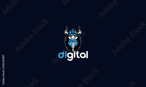 Viking logo design. Sport team mascot logotype illustration.