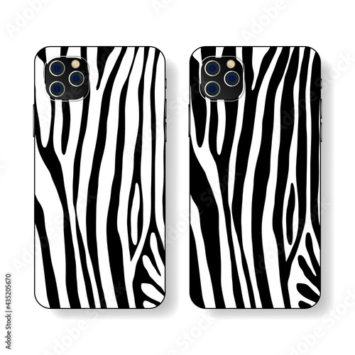 Phone case design. Vogue style. Concept art. Mobile phone cover, with animal print. Fashionable, modern design. Vector illustration.