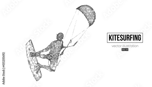 Kiteboarding, hydrofoil. Silhouette of a kitesurfer. Freeride competition. Vector illustration. Thanks for watching