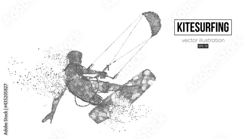Kiteboarding, hydrofoil. Silhouette of a kitesurfer. Freeride competition. Vector illustration. Thanks for watching