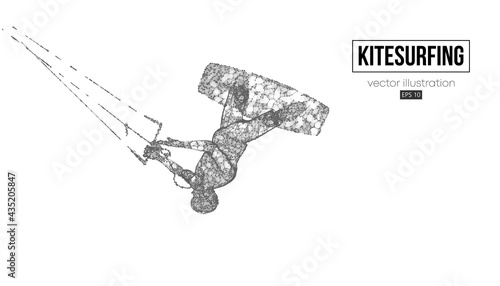 Kiteboarding, hydrofoil. Silhouette of a kitesurfer. Freeride competition. Vector illustration. Thanks for watching