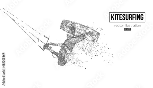 Kiteboarding, hydrofoil. Silhouette of a kitesurfer. Freeride competition. Vector illustration. Thanks for watching