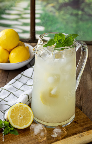 Pitcher of Lemonade With Lemons and Mint