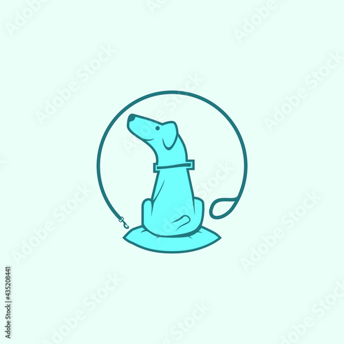 Creative design logo ideas training dogs with leash  become a brand symbol for your business, the concept of dog training icons
