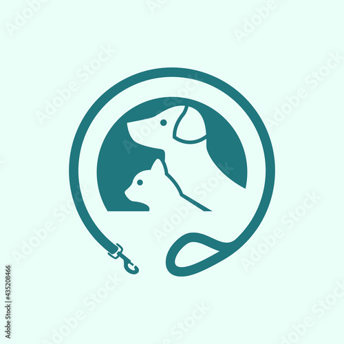 Creative design logo ideas training dogs with leash  become a brand symbol for your business, the concept of dog training icons