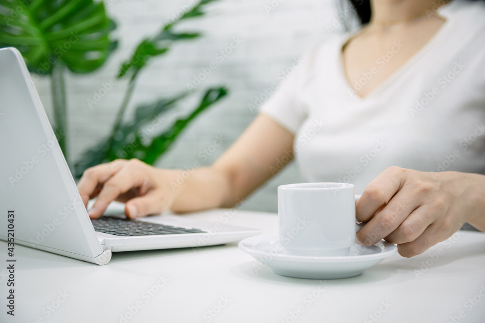 Fototapeta premium Women used to work with computers online business