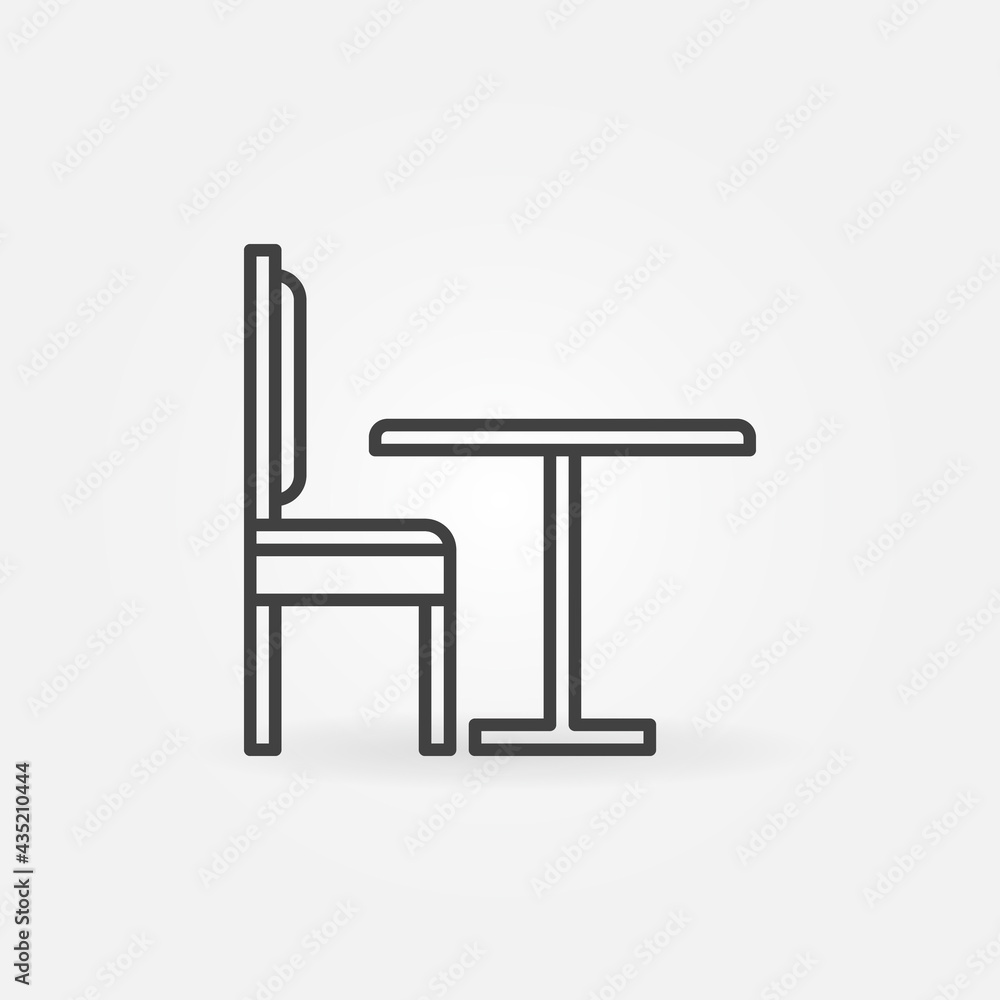 Chair with Table linear vector concept icon or sign
