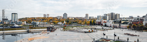 CHEBOKSARY, RUSSIA - OCTOBER 08, 2020: A wide panorama of the city of Cheboksary. Red Square in the city of Cheboksary.  photo