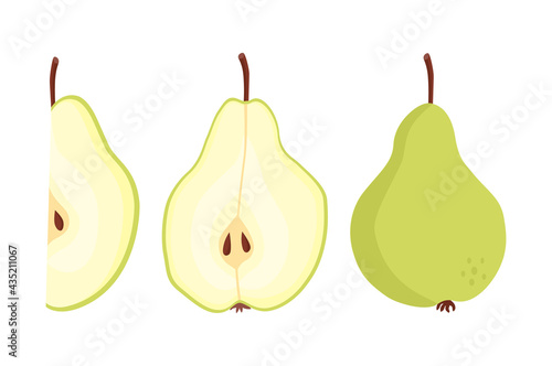 Seamless pattern of hand-drawn pears pattern. Vegan food, fruit background. Colorful background texture for kitchen, wallpaper, textile, fabric. Fruit background. Vector illustration. 