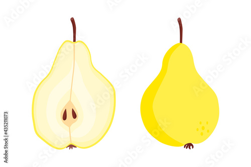 Seamless pattern of hand-drawn pears pattern. Vegan food, fruit background. Colorful background texture for kitchen, wallpaper, textile, fabric. Fruit background. Vector illustration. 