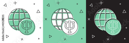 Set Psychology icon isolated on white and green, black background. Psi symbol. Mental health concept, psychoanalysis analysis and psychotherapy. Vector