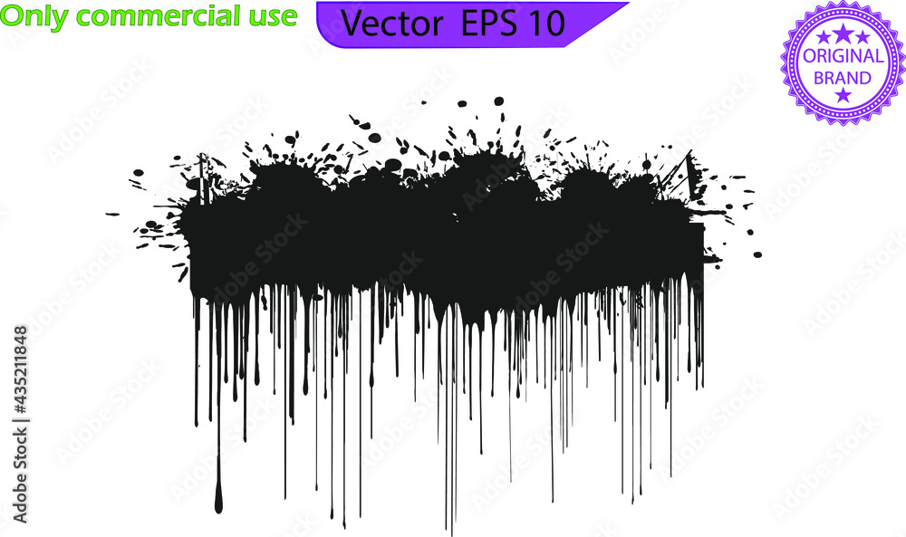 Black Paint Spray Graffiti with Splatter and Drips, Vectors