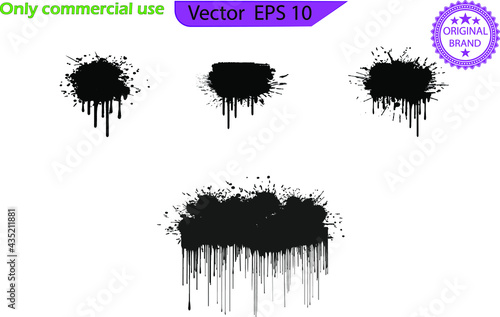 Spray painted texture. Paint splatter dots, graffiti drips and sprayed paints. Street art print, vandalism paint circle splat spot grungy silhouette. Transparent background. Spray painted drips. 