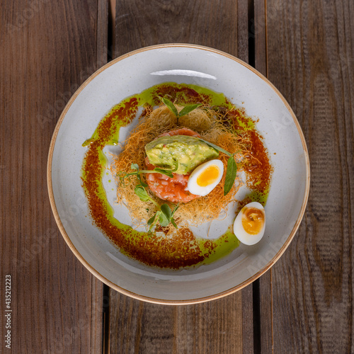 Wallpaper Mural salmon tartar with egg and avocado puree Torontodigital.ca