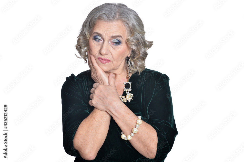 Portrait of sad senior woman wearing black blouse Portrait of sad senior woman wearing black blouse