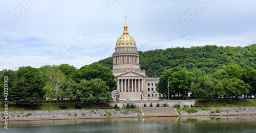The West Virginia Capitol viewed from across the Kanawha River from the University of Charleston.