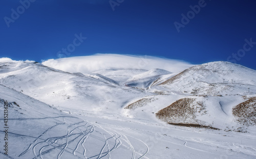 Winter view of Erciyes mountain covered with snow in february 2021 photo