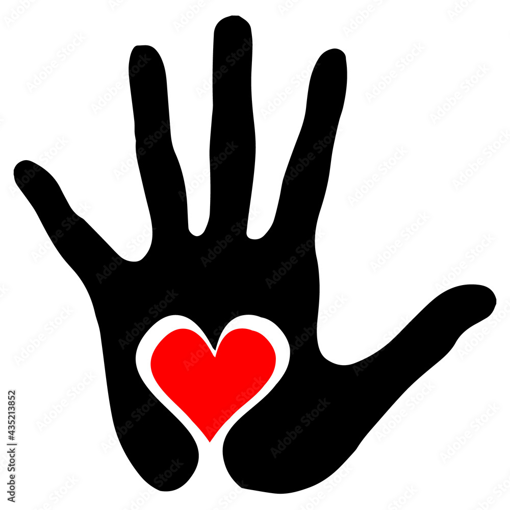 Heart in the palm of your hand illustration icon logo clip art. Red ...