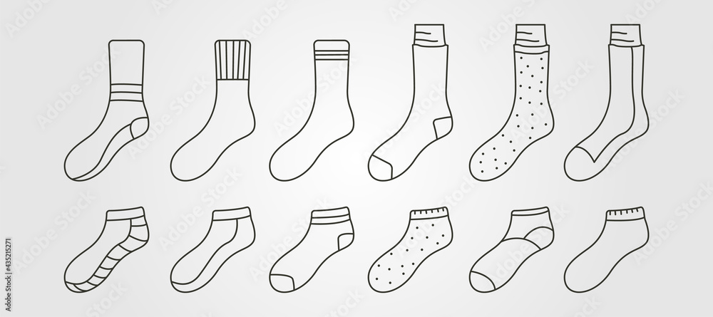 set of vector long and short socks line art symbol illustration design, socks bundled vector design set of vector long and short socks line art symbol illustration design, socks bundled vector design