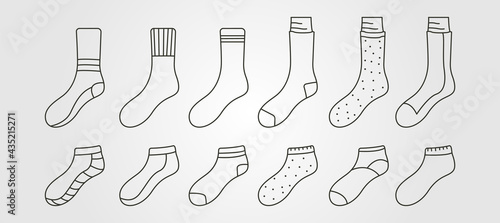 set of vector long and short socks line art symbol illustration design, socks bundled vector design