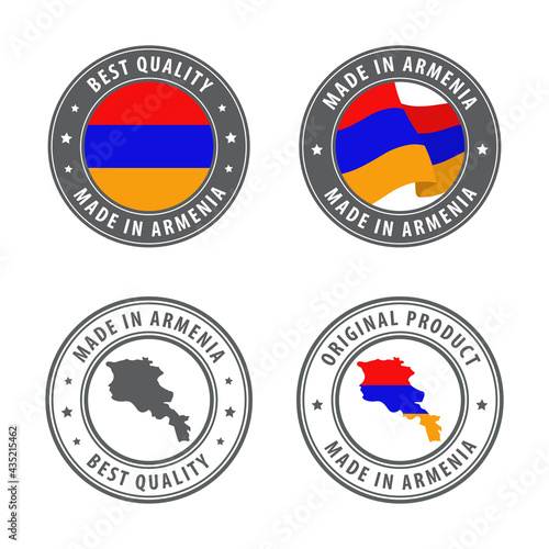Made in Armenia - set of labels, stamps, badges, with the Armenia map and flag. Best quality. Original product. Free Download Made in Armenia - set of labels, stamps, badges, with the Armenia map and flag. Best quality. Original product. - GFXLoad