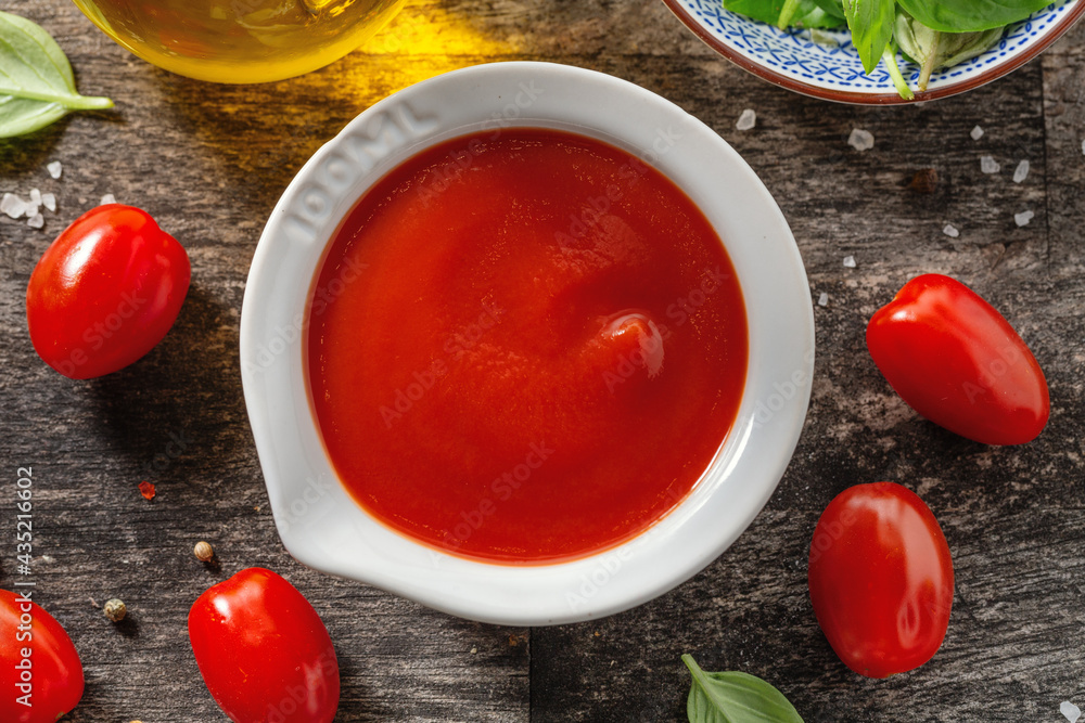 Freshmade tomato sauce in bowl Freshmade tomato sauce in bowl