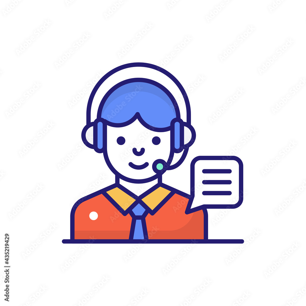 Customer Support vector icon style illustration. EPS 10 File