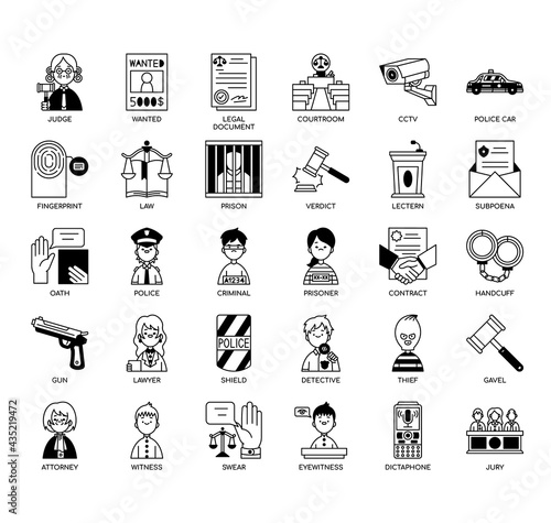 Law and Justice , Thin Line and Pixel Perfect Icons