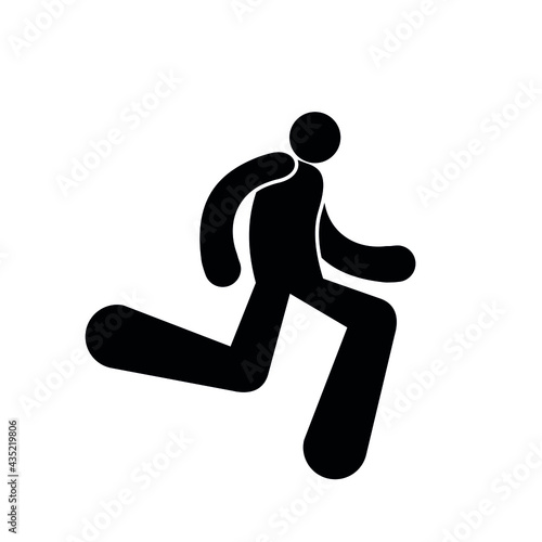 stick figure man running, runner icon, isolated pictogram , vector illustration, run caricature