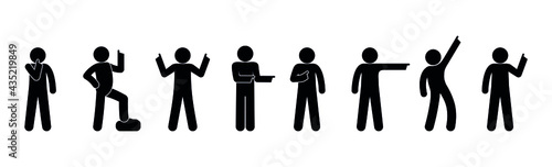 people point direction with finger, stick figure human silhouette, isolated icons man
