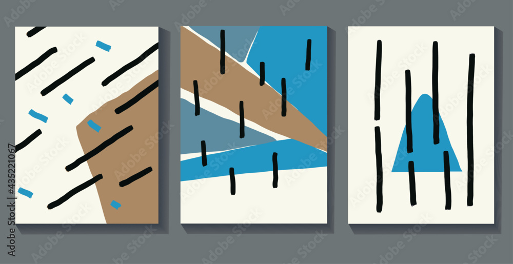 Vector set of Colorful abstract retro and cubism art style. Painting ...