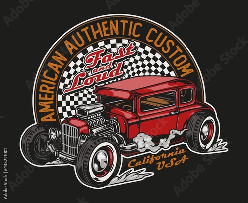 Custom car vintage colorful print