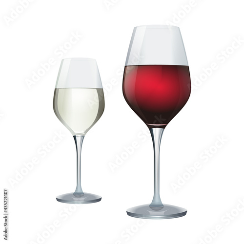 Set of wine bottles isolated on white background. Wine bottle, made in a realistic style. Alcoholic drink. White and red wine. Vector illustration