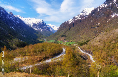 View of the Hjelledalen Valley from a viewpoint in Stryn kommune photo