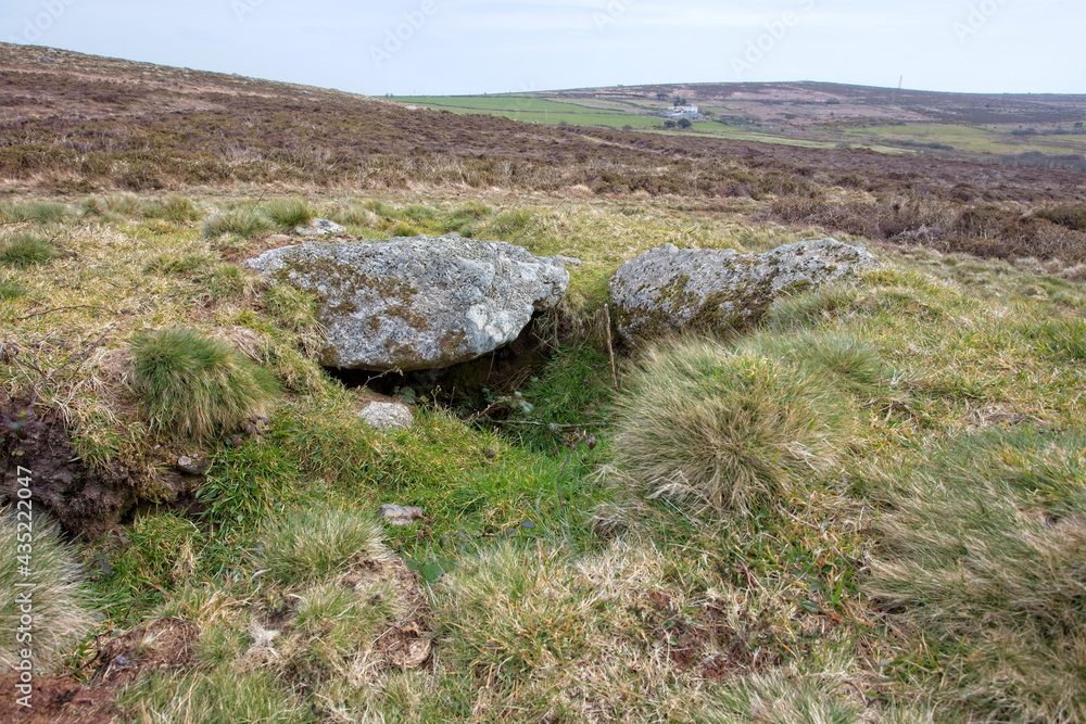 An ancient burial cist, tomb, on Botallack Common, west Cornwall, England, UK.