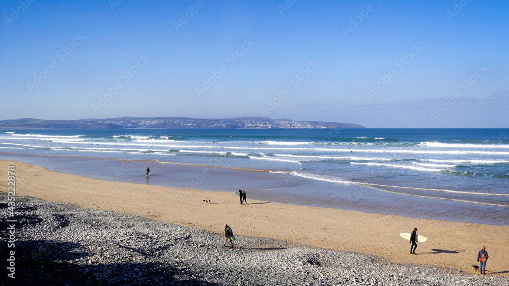 Gwithian beach, a favourite surfer's beach, St Ives Bay, Cornwall, UK.