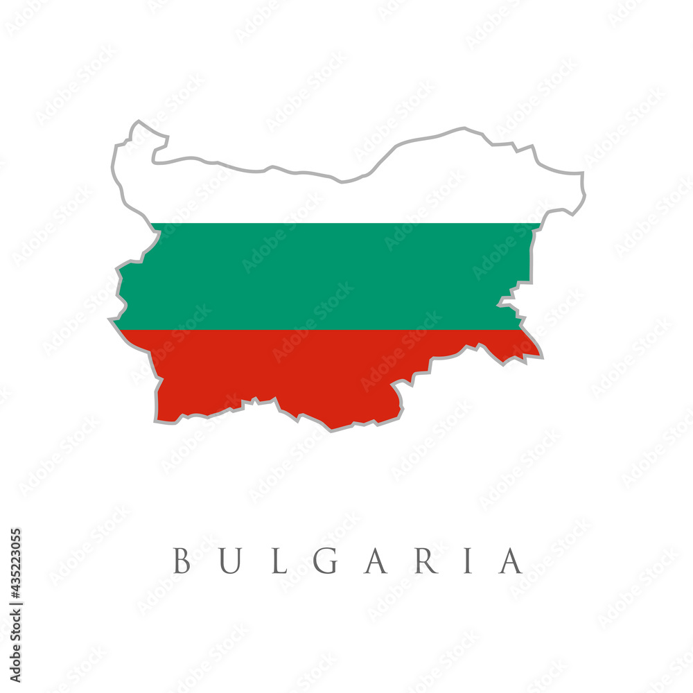 Bulgaria vector map with the flag inside. Vector isolated simplified illustration icon with silhouette of Bulgaria map. National Bulgarian flag (white, green, red colors). White background Bulgaria vector map with the flag inside. Vector isolated simplified illustration icon with silhouette of Bulgaria map. National Bulgarian flag (white, green, red colors). White background