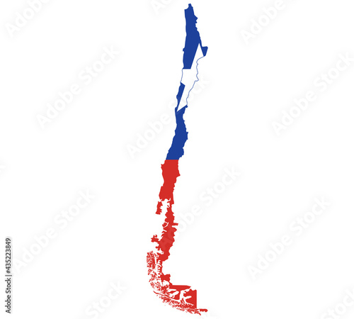Map Flag of Chile isolated on white background. Vector illustration eps 10