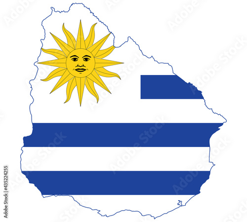 Map Flag of Uruguay isolated on white background. Vector illustration eps 10