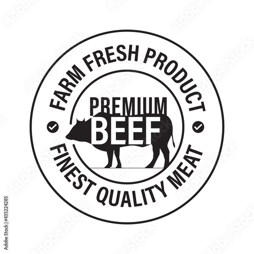'farm fresh product, finest quality meat, premium beef' vector icon