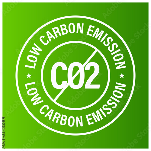low carbon emission vector icon isolated on green background