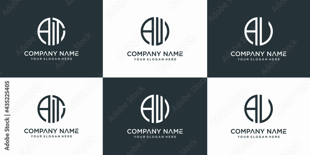 set of creative letter aa logo design template