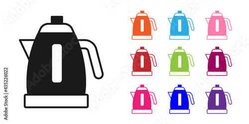 Black Electric kettle icon isolated on white background. Teapot icon. Set icons colorful. Vector
